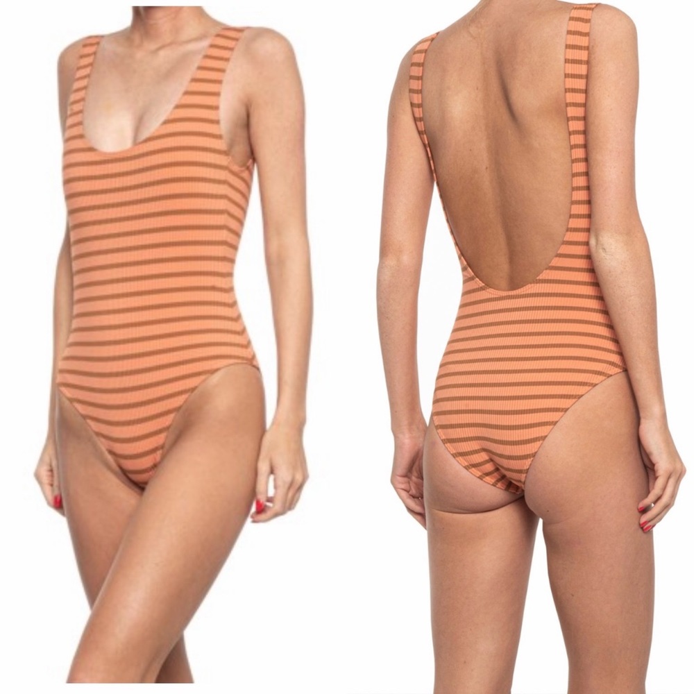 SISSTR • NEW! “Soleil” Striped One Piece UPF 50+ Bathing Suit - Sherbet - XS